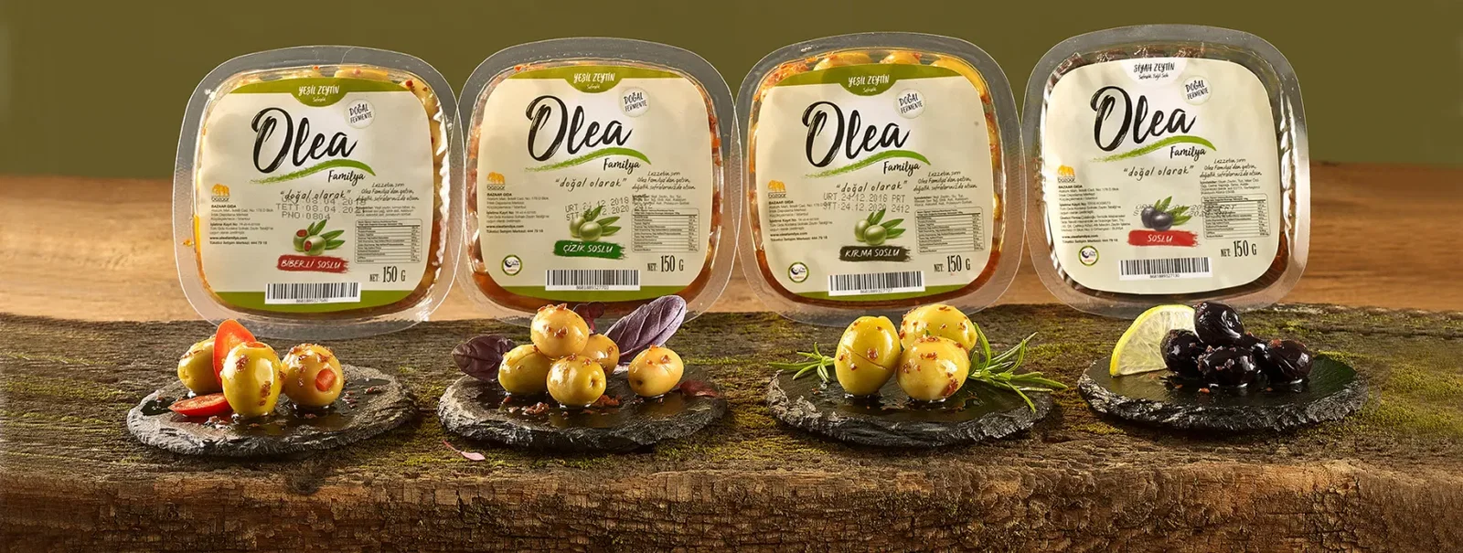 Olea Familya packaged table olives in retail trays