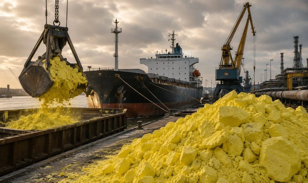 The corridor — grab discharge at a sulfur export berth