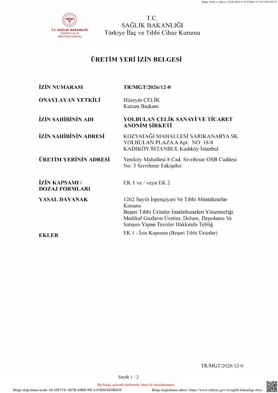 Üretim Yeri İzin Belgesi